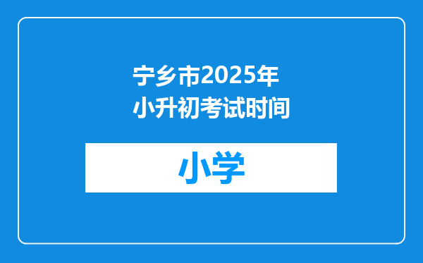 宁乡市2025年小升初考试时间