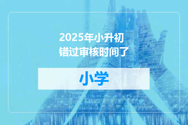 2025年小升初错过审核时间了