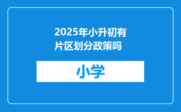 2025年小升初有片区划分政策吗