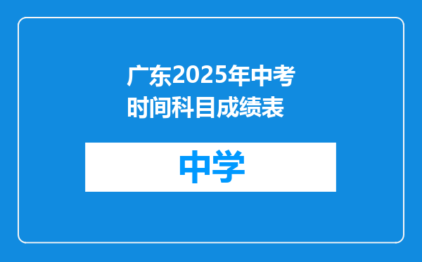 广东2025年中考时间科目成绩表