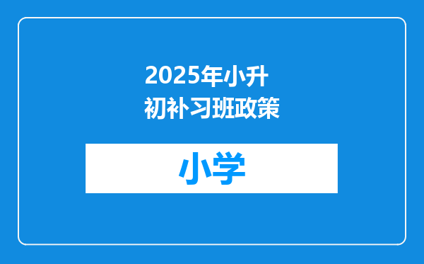 2025年小升初补习班政策