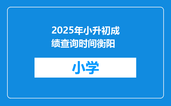 2025年小升初成绩查询时间衡阳