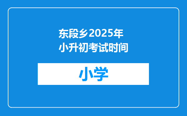 东段乡2025年小升初考试时间