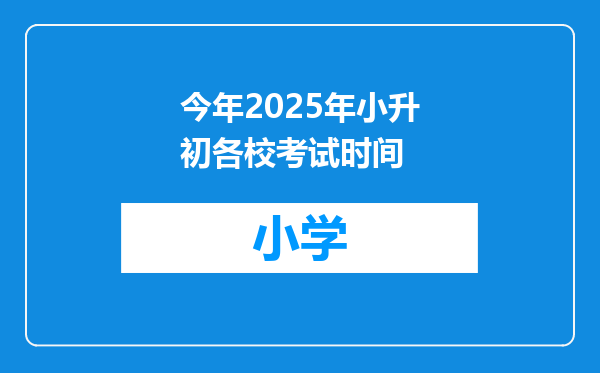 今年2025年小升初各校考试时间