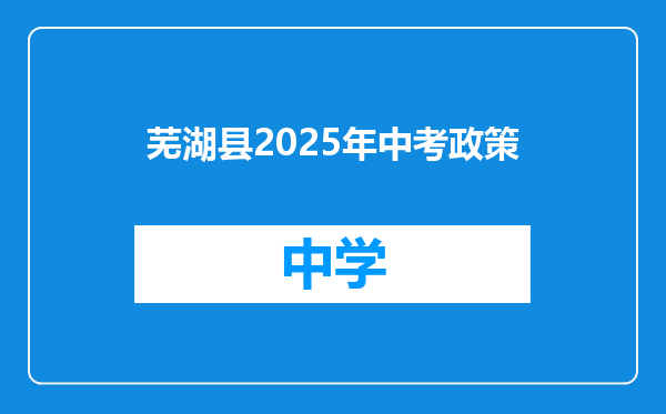 芜湖县2025年中考政策