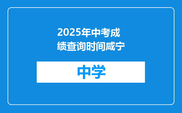 2025年中考成绩查询时间咸宁