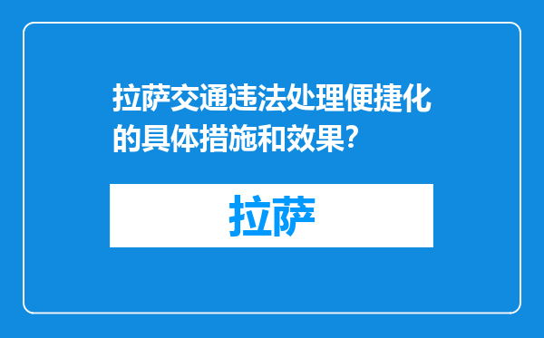 拉萨交通违法处理便捷化的具体措施和效果？