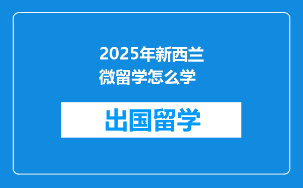 2025年新西兰微留学怎么学