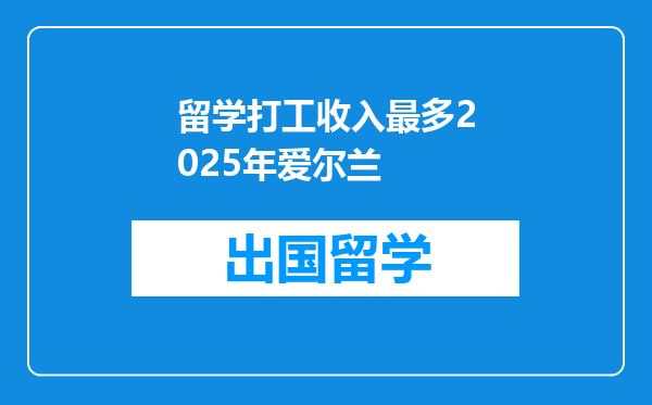 留学打工收入最多2025年爱尔兰