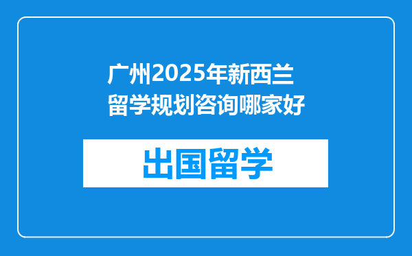 广州2025年新西兰留学规划咨询哪家好