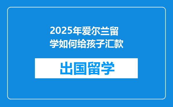 2025年爱尔兰留学如何给孩子汇款