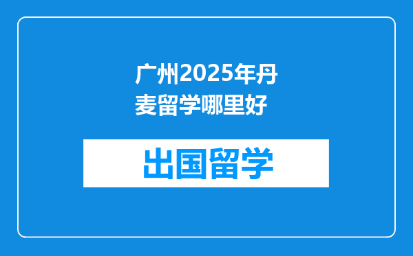 广州2025年丹麦留学哪里好