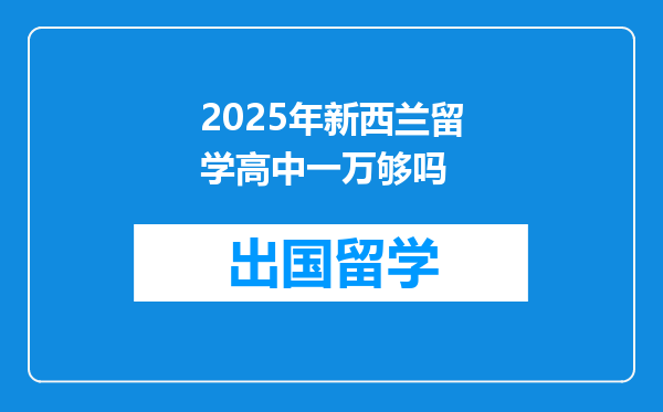 2025年新西兰留学高中一万够吗