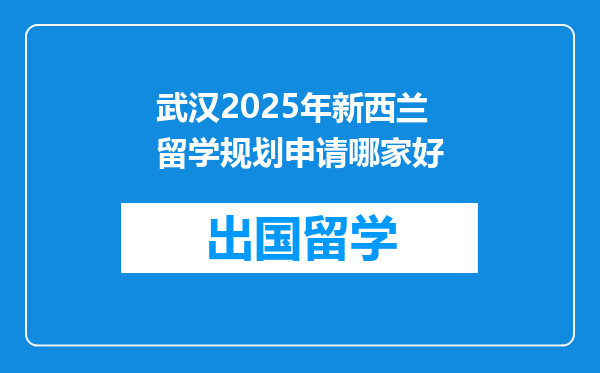 武汉2025年新西兰留学规划申请哪家好
