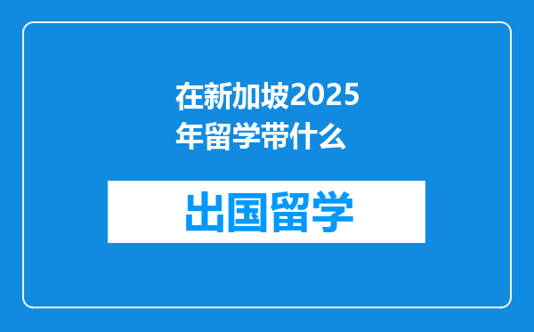 在新加坡2025年留学带什么