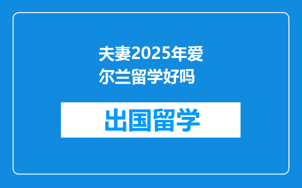 夫妻2025年爱尔兰留学好吗