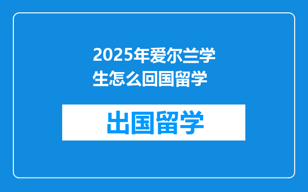 2025年爱尔兰学生怎么回国留学