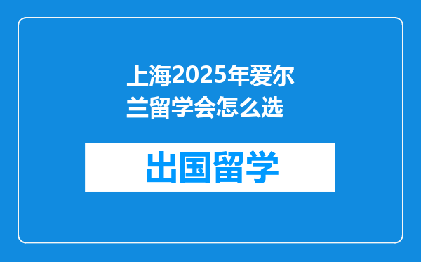 上海2025年爱尔兰留学会怎么选