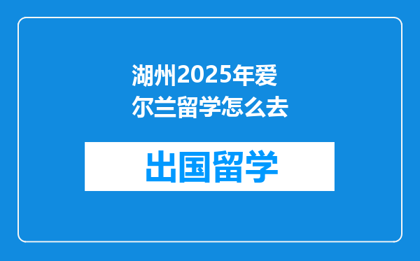 湖州2025年爱尔兰留学怎么去
