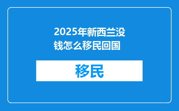 2025年新西兰没钱怎么移民回国