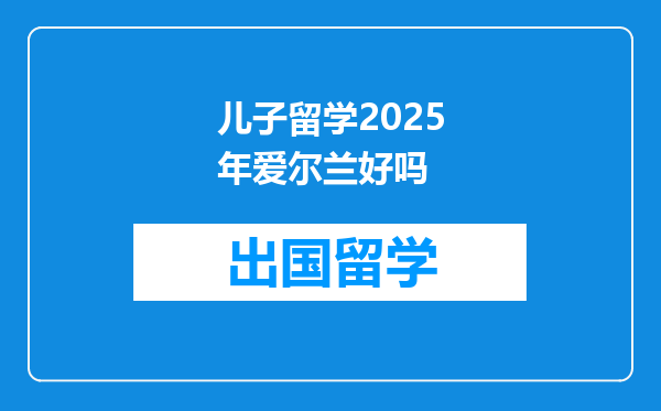 儿子留学2025年爱尔兰好吗