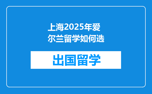 上海2025年爱尔兰留学如何选