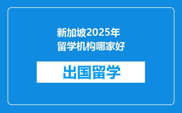 新加坡2025年留学机构哪家好