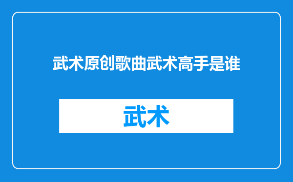 武术原创歌曲武术高手是谁