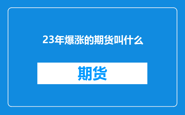 23年爆涨的期货叫什么