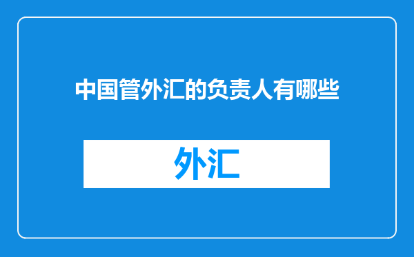中国管外汇的负责人有哪些