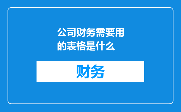 公司财务需要用的表格是什么