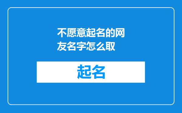 不愿意起名的网友名字怎么取