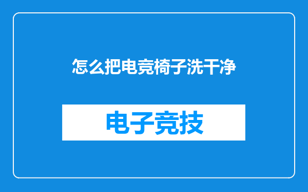 怎么把电竞椅子洗干净