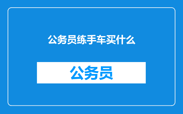 公务员练手车买什么