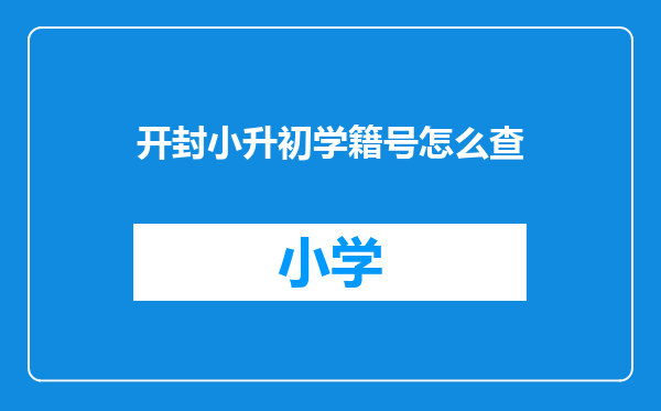 开封小升初学籍号怎么查
