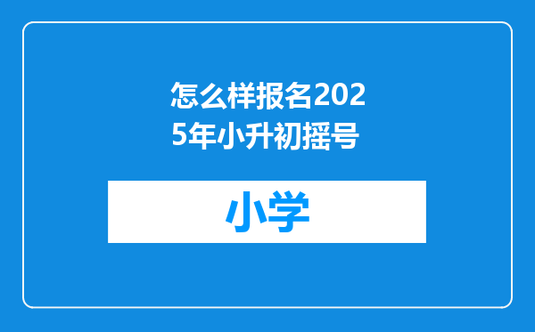 怎么样报名2025年小升初摇号