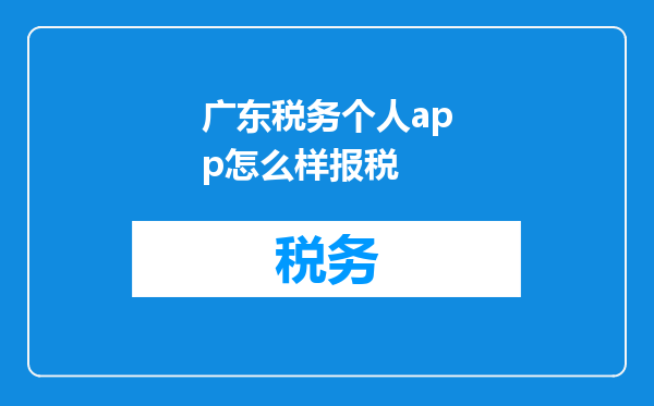 广东税务个人app怎么样报税