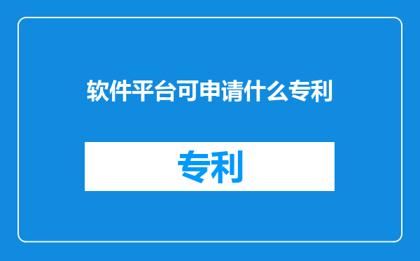 软件平台可申请什么专利