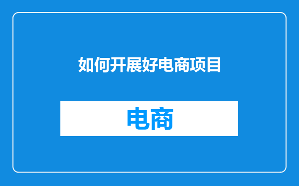 如何开展好电商项目