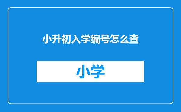 小升初入学编号怎么查