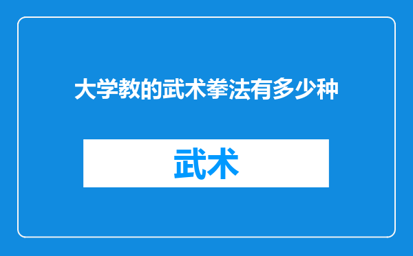 大学教的武术拳法有多少种