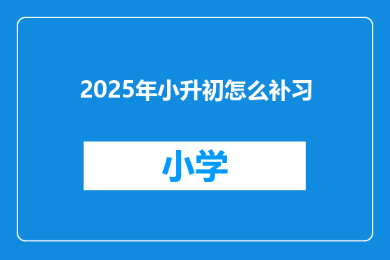 2025年小升初怎么补习