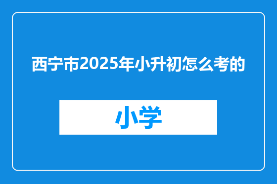 西宁市2025年小升初怎么考的