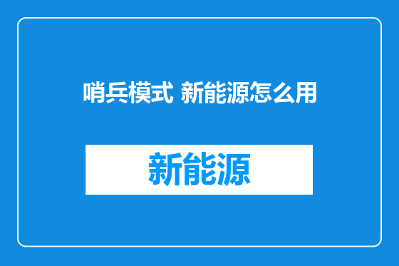 哨兵模式 新能源怎么用