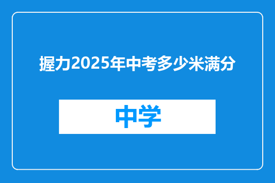 握力2025年中考多少米满分
