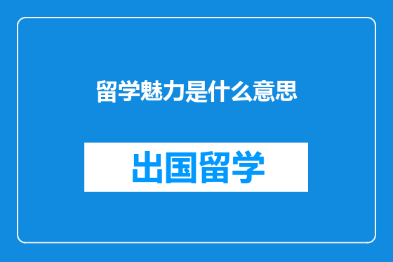 留学魅力是什么意思