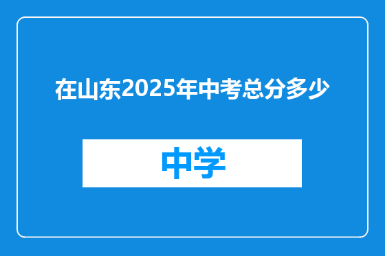 在山东2025年中考总分多少