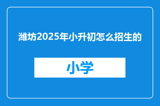 潍坊2025年小升初怎么招生的