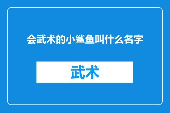 会武术的小鲨鱼叫什么名字
