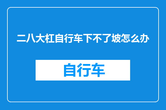 二八大杠自行车下不了坡怎么办